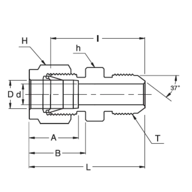 Sau 10-10U : Superlok Straight Stainless Tube Union, 5/8" (-10) Tube Od X 7/8-14 (-10U) Male Jic 2