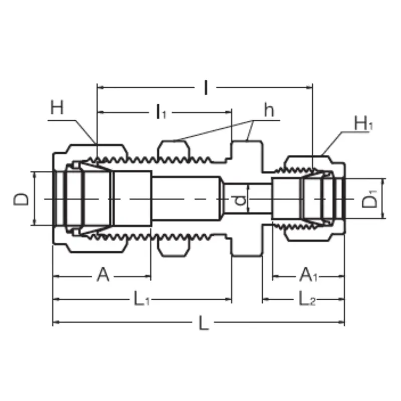 Sbhru 10-8 : Superlok Straight Stainless Fractional Tube Reducing Bulkhead Union, 5/8" (-10) Tube Od X 1/2" (-8) Tube Od 2