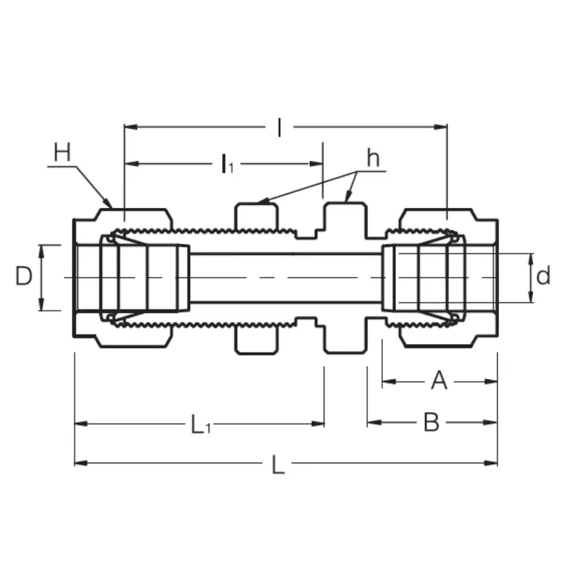 Sbhu-16 : Superlok Straight Stainless Fractional Tube Bulkhead Union, 1" (-16) Tube Od 2