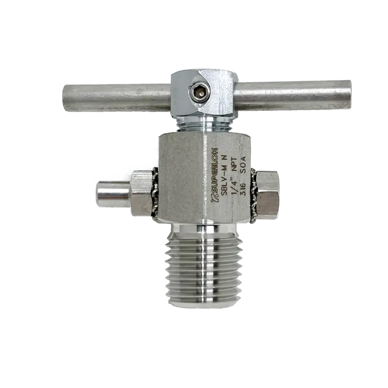 Sblv-M-4N-Bh : Superlok Bleed Vent Valve, 1/4" Mnpt, Back-Stop Screw, Vent Tube, Bar Handle 1