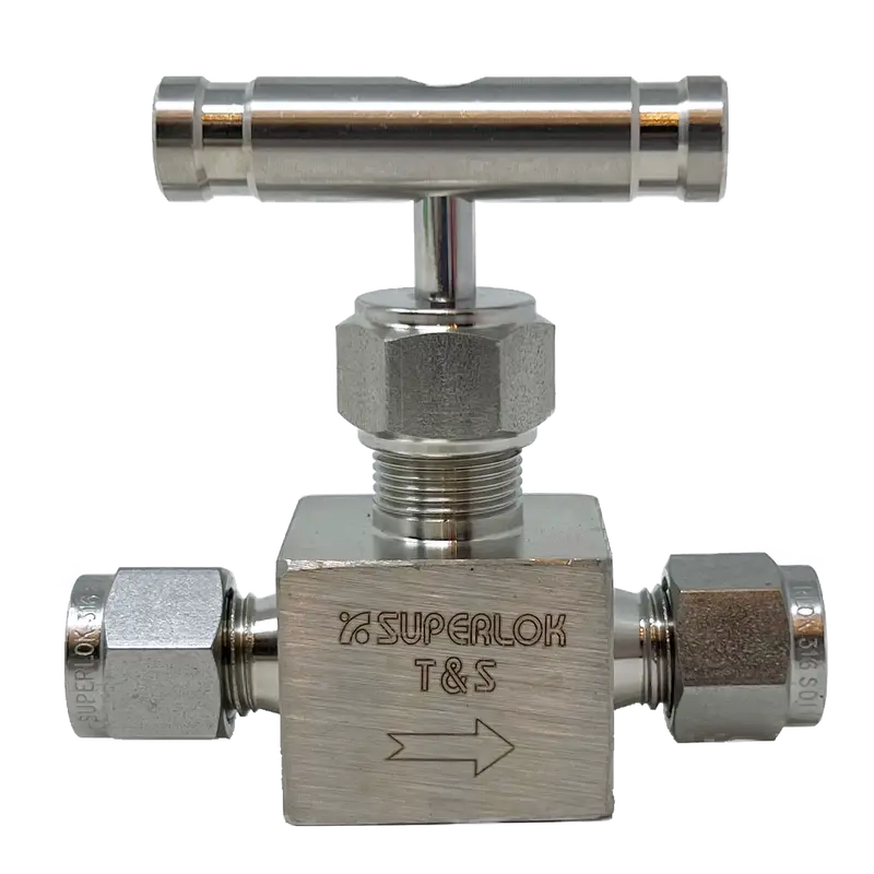 Sbnv1-S-4 : Superlok Integral Bonnet Bar Stock Needle Valve, 1/4" O.D. Tube, -65 F To 450 F, Vee Tip, Bar Handle, 6000Psi 1