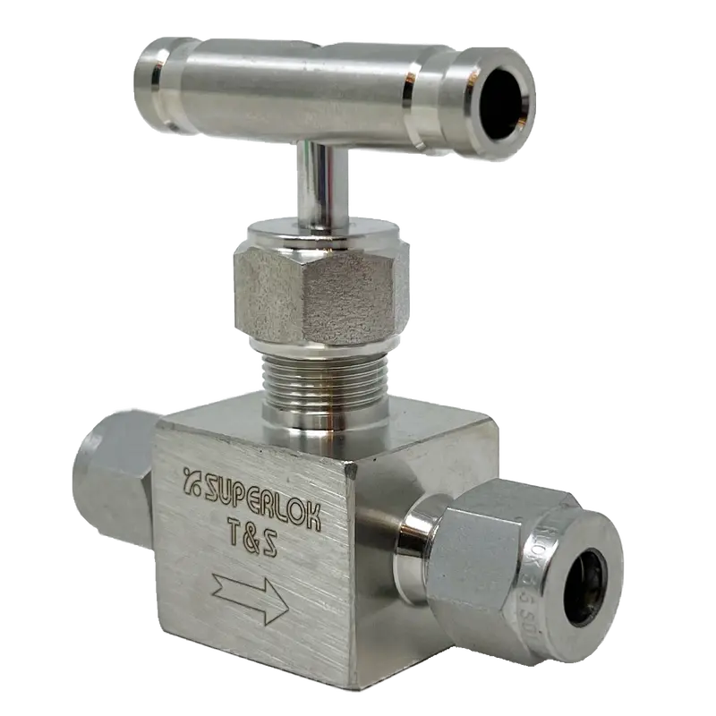 Sbnv1-S-4 : Superlok Integral Bonnet Bar Stock Needle Valve, 1/4" O.D. Tube, -65 F To 450 F, Vee Tip, Bar Handle, 6000Psi 2