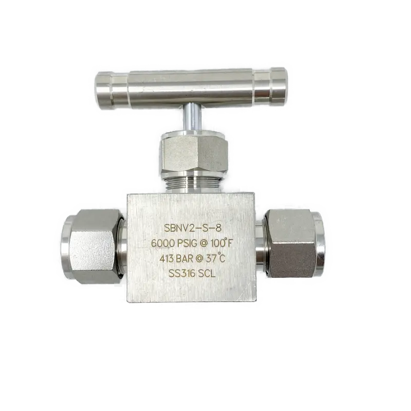 Sbnv2-S-6 : Superlok Integral Bonnet Bar Stock Needle Valve, 3/8" O.D. Tube, -65 F To 450 F, Vee Tip, Bar Handle, 6000Psi 2