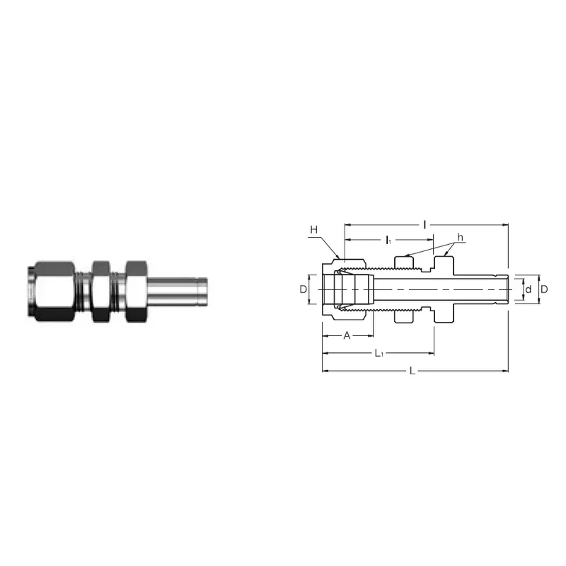 Sbr 6-6 : Superlok 3/8" O.D. Tube X 3/8" Tube Stub Bulkhead Reducer 2