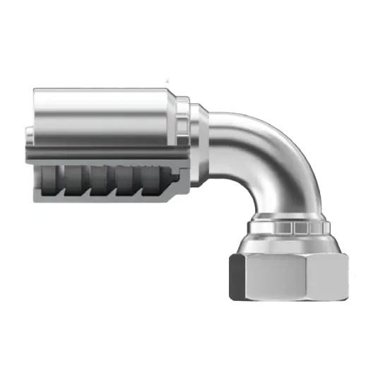 Se-Jcfx90-2424 : Continental Hose Fitting, 1.5 (1-1/2") Hose Id, 1-7/8-12 Female Jic, 90-Degree, Swivel Connection 1