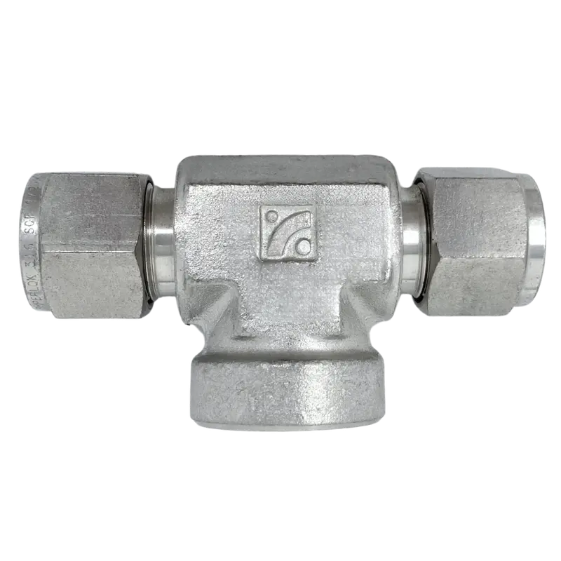 Sfbt 4-2N : Superlok Stainless Branch Tee, 1/4" (-4) Tube Od X 1/4" (-4) Tube Od X 1/8-27 (-2N) Female Npt 1