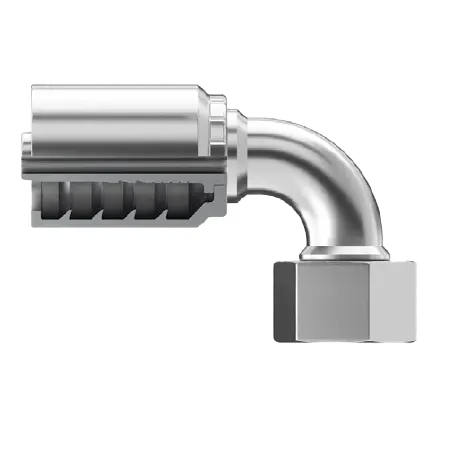 Sg-Dlfx90-2452 : Continental Hose Fitting, 1.5 (1-1/2") Hose Id, 52X2.0 Female Din Light, 90-Degree, Swivel Connection 1