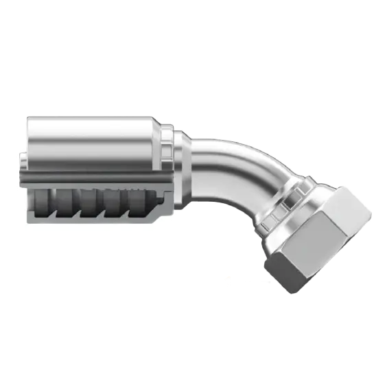 Sg-Jcfx45-0606 : Continental Hose Fitting, 0.375 (3/8") Hose Id, 9/16-18 Female Jic, 45-Degree, Swivel Connection 1