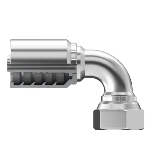 Sg-Jcfx90l-2024 : Continental Hose Fitting, 1.25 (1-1/4") Hose Id, 1-7/8-12 Female Jic, 90-Degree, Swivel Connection 1