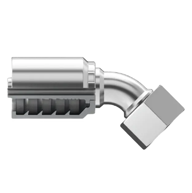 Sg-Offx45-1212 : Continental Hose Fitting, 0.75 (3/4") Hose Id, 1-3/16-12 Female Orfs, 45-Degree, Swivel Connection 1