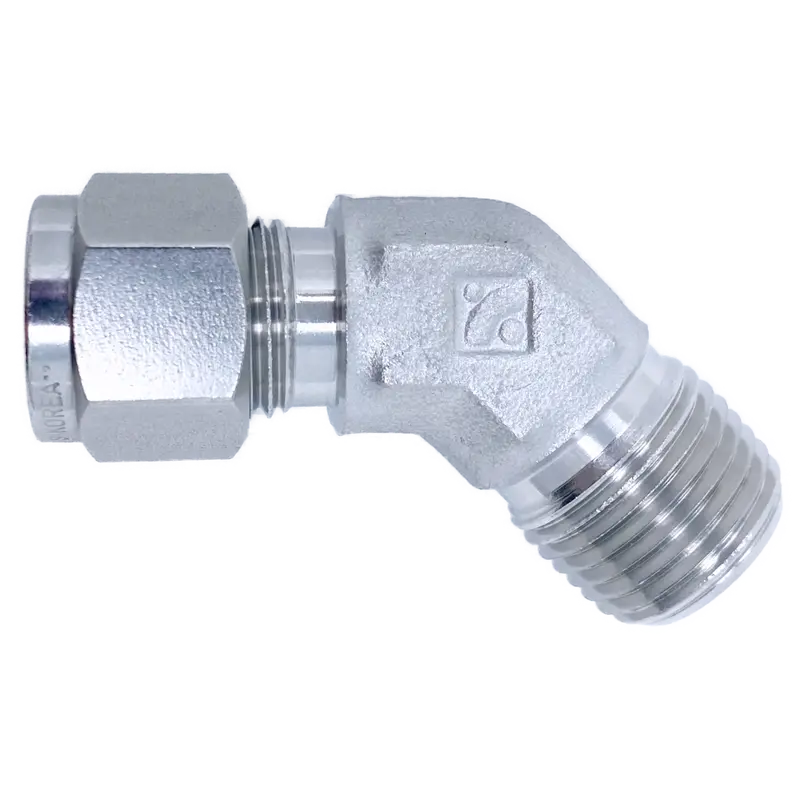Shme 4-2N : Superlok 45-Degree Stainless Tube Union, 1/4" (-4) Tube Od X 1/8-27 (-2N) Male Npt 1