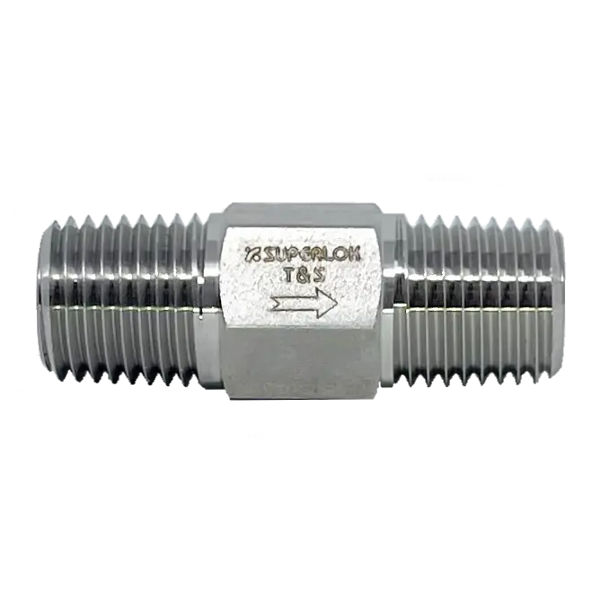 Soacv1-M-4N-A : Superlok Inline Check Valve, 1/4" Mnpt X 1/4" Mnpt, Adjustable, 3-50Psi, 316Ss 1