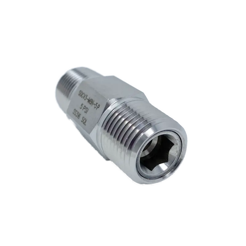 Socv1-M-4N-1P : Superlok Inline Check Valve, 1/4" Mnpt, 1Psi Cracking, 3000Psi, 316Ss 2