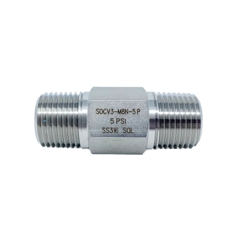 Socv1-M-4N-5P : Superlok Inline Check Valve, 1/4" Mnpt, 5Psi Cracking, 3000Psi, 316Ss 1