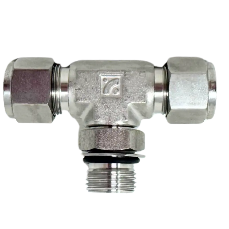 Spmbt 12-12U : Superlok Stainless Branch Tee, 3/4" (-12) Tube Od X 3/4" (-12) Tube Od X 1-1/16-12 (-12U) Male Adjustable Orb 1