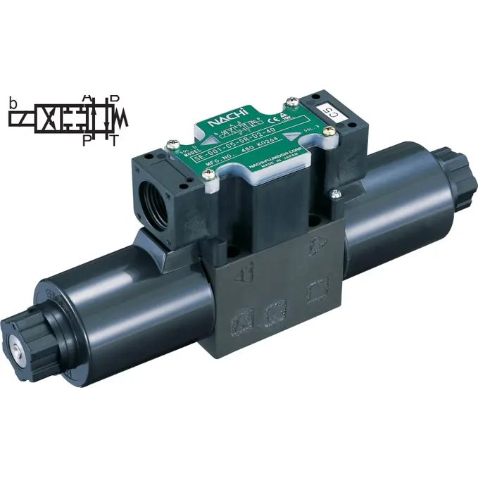 Ss-G03-A3x-Gr-D2-E22 : Nachi Solenoid Valve, 3P4w, D05 (Ng10), 34.3Gpm, 5075Psi, P To A, B To T In Neutral, 24 Vdc, Wiring Box With Lights 2