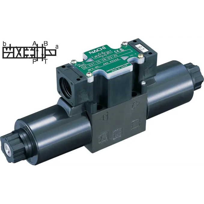 Ss-G03-E3x-R-D2-E22 : Nachi Solenoid Valve, 3P4w, D05 (Ng10), 34.3Gpm, 5075Psi, P To A, B To T In Neutral, 24 Vdc, Wiring Box With Lights 2