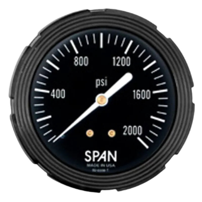 Sub/Lfc-212-15000-G-Cert : Span Subsea Pressure Gauge, White On Black Dial, Glycerine Fill, 2.5" Face, 0-15000Psi Range, 1/4" Npt, Center Back Mount 1