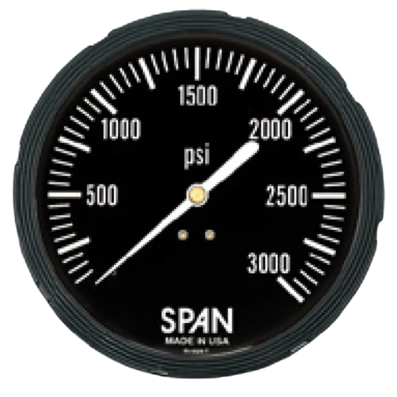 Sub/Lfp-412-10000-G-Cert : Span Subsea Pressure Gauge, White On Black Dial, Glycerine Fill, 4.5" Face, 0-10000Psi Range, 1/4" Npt, Panel Mount U-Clamp 1