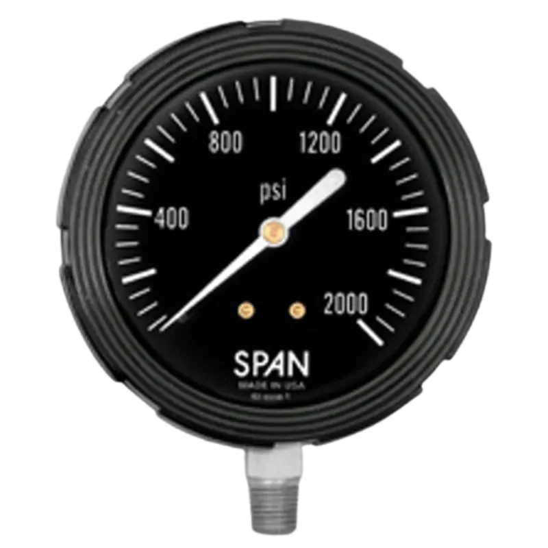 Sub/Lfs-212-30-G-Cert : Span Subsea Pressure Gauge, White On Black Dial, Glycerine Fill, 2.5" Face, 0-30Psi Range, 1/4" Npt, Stem Mount 1
