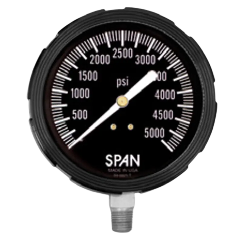 Sub/Lfs-312-6000-G-Cert : Span Subsea Pressure Gauge, White On Black Dial, Glycerine Fill, 3.5" Face, 0-6000Psi  Range, 1/4" Npt, Stem Mount 1