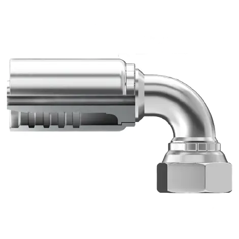 T8-Jcfx90-0404 : Continental Hose Fitting, 0.25 (1/4") Hose Id, 7/16-20 Female Jic, 90-Degree, Swivel Connection 1