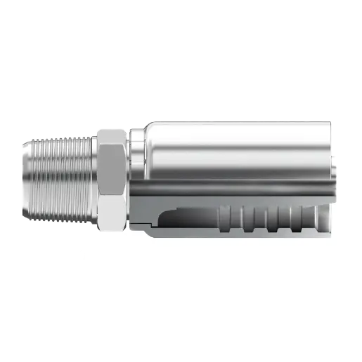 T8-Npm-0806 : Continental Hose Fitting, 0.5 (1/2") Hose Id, 3/8-18 Male Nptf, Straight, Rigid Connection 1