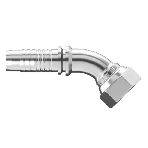 Uc-Jcfx45-0810 : Continental Hose Fitting, 0.5 (1/2") Hose Id, 7/8-14 Female Jic, 45-Degree, Swivel Connection 1
