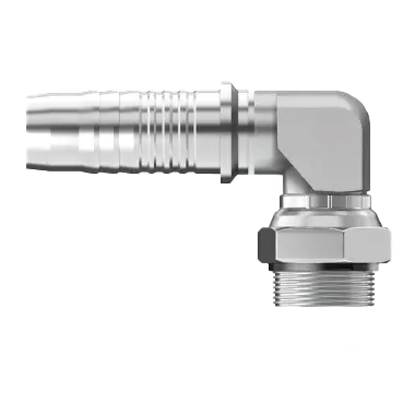 Uc-Obmx90b-0405 : Continental Hose Fitting, 0.25 (1/4") Hose Id, 1/2-20 Male Orb, 90-Degree, Swivel Connection 1
