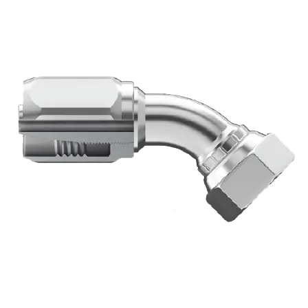 Ut-Jcfx45-0606 : Continental Hose Fitting, 0.3125 (5/16") Hose Id, 9/16-18 Female Jic, 45-Degree, Swivel Connection 1