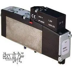 Vs18g517df318a : Norgren Vs18 Series, 5/2 Valve, Sol/Spring (115Vac) With Glandless Spool, Non-Locking 1