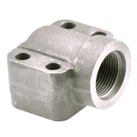 W185-20-20 : Afp Threaded Steel Elbow, Smooth Flat Face (No O-Ring Groove), 1.25 (1-1/4") Sae X 1.25 (1-1/4") Code 62, No Bolts Or O-Rings Included 1