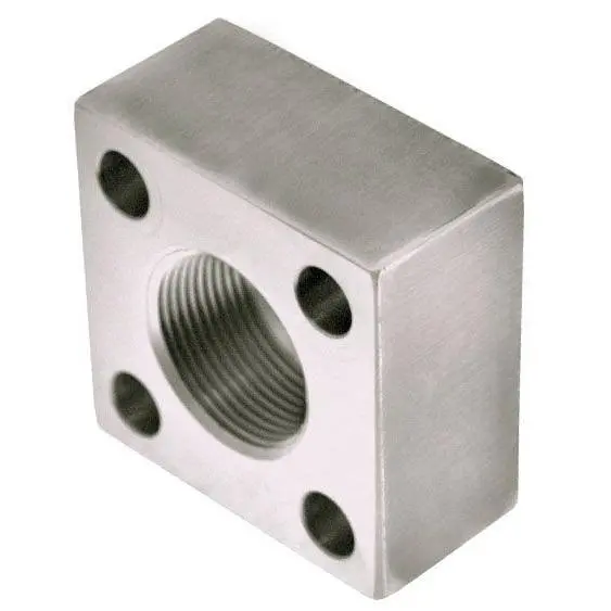 W65-16U : Afp Square Threaded Flange, Steel, Straight, 1"  Nptf Side 1, Square Flange Side 2, Kit With Flange, Bolts, O-Rings 1