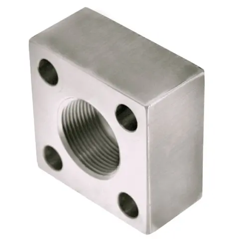 W75-32 : Afp Square Threaded Flange, Steel, Straight, 2"  Nptf Side 1, Square Flange Side 2 1