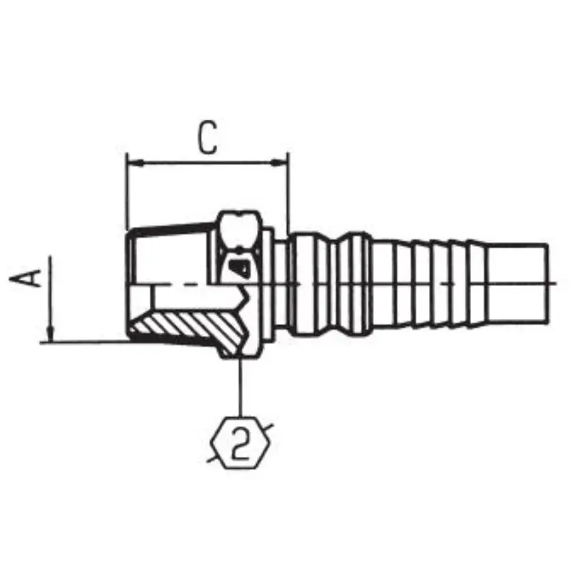 X-0808-Mnpt : Alfagomma Straight Steel Interlock Insert, 1/2 (-08) Hose X 1/2-14 (-08) Male Nptf 1