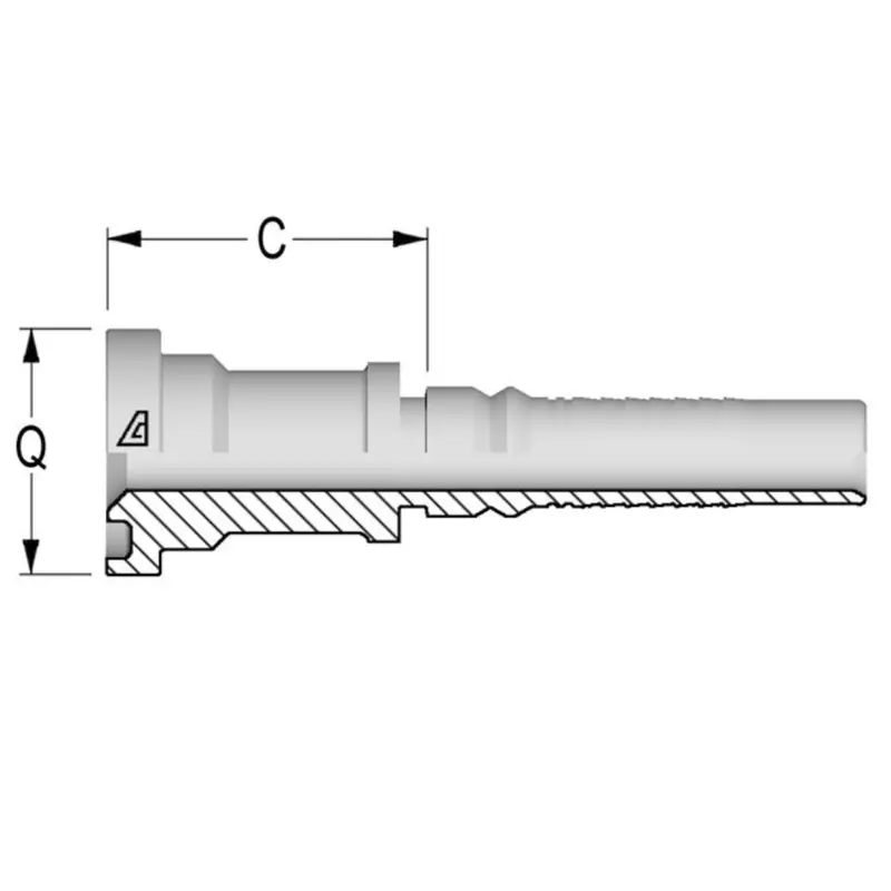 X-2424-C61s : Alfagomma Straight Steel Interlok Insert, 1 1/2 (-24) Hose X 1.5 (-24) Code 61 Flange, 3000Psi 1