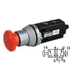 X3046822 - Norgren Super X Valve, 2-Position, 5-Way, Spool Configuration 3 Blocked, 1 To 2 And 4 To 5 In Neutral, 1/8" Npt, Inline, Manual, Emergency Stop" 1