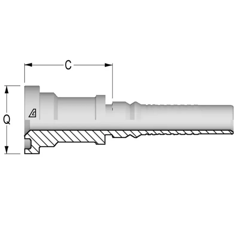 Z-3232-C62s : Alfagomma Straight Steel Interlok Insert, 2 (-32) Hose X 2 (-32) Code 62 Flange 1