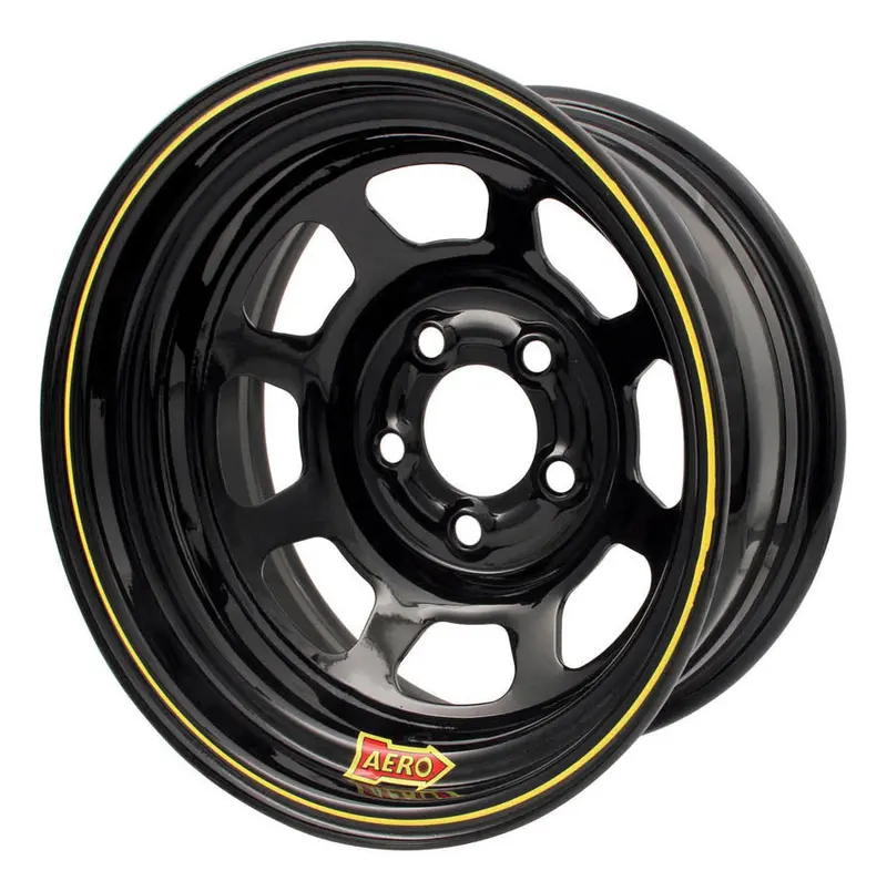 Aero Race 15X8 Black Alloy Wheel – Model 50-185020, 5.00" Backspacing, 2-Inch Drop Center 1