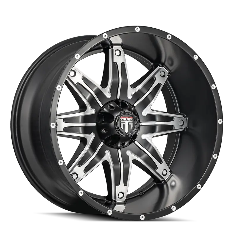 American Truxx At185 Lonestar 22X12 Black & Machined Wheel – 8X170 Bolt Pattern, -44Mm Offset, 125.2Mm Bore 1