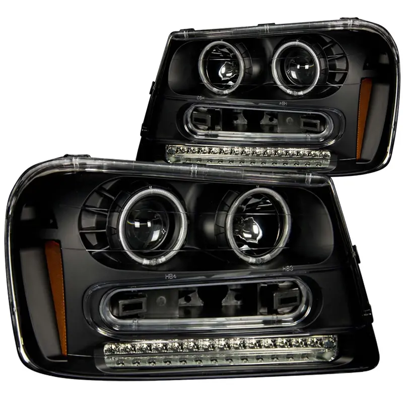 Anzo Usa Projector Headlight Set – Halo Rings, Clear Lens, Black Housing (Pair) 1