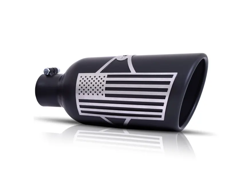 Gibson Patriot Flag Exhaust Tip – Rolled Edge, Angled Design, Black Ceramic Coating (71-1013) 1