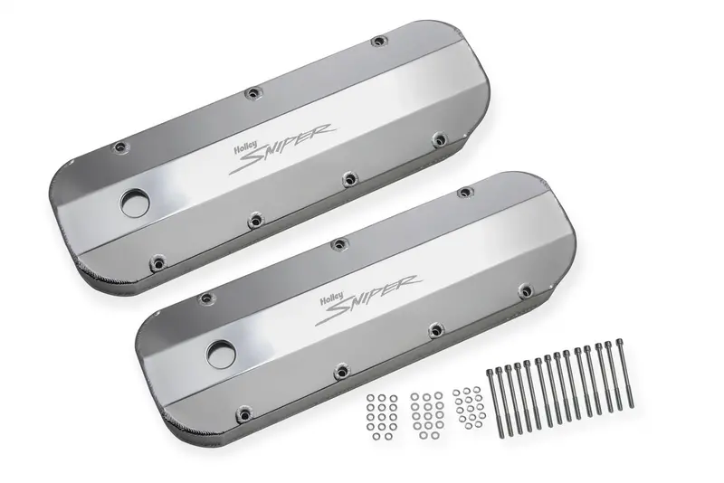 Holley 890002 Aluminum Valve Cover Set – Lightweight, Polished Performance Covers 1