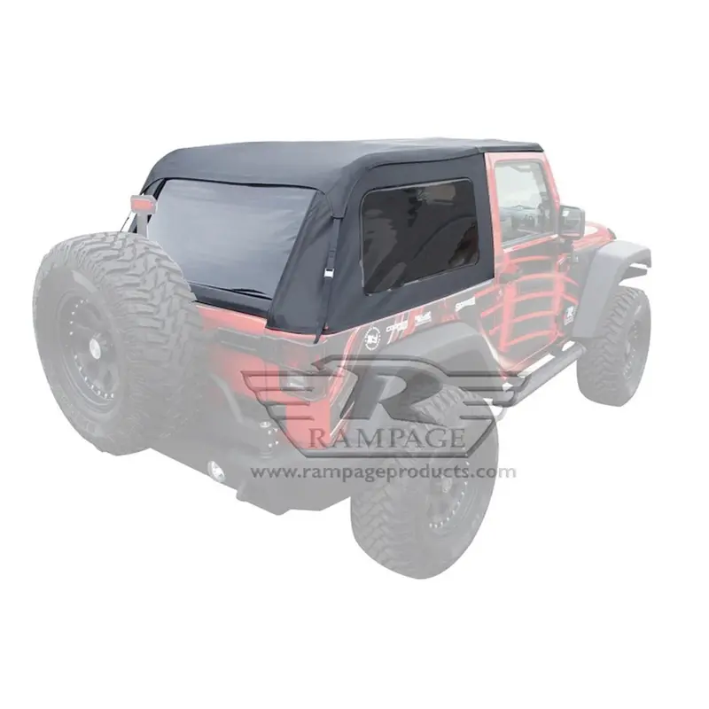 Rampage 109935 Frameless Soft Top Kit – Sailcloth Black Diamond With Tinted Windows 1
