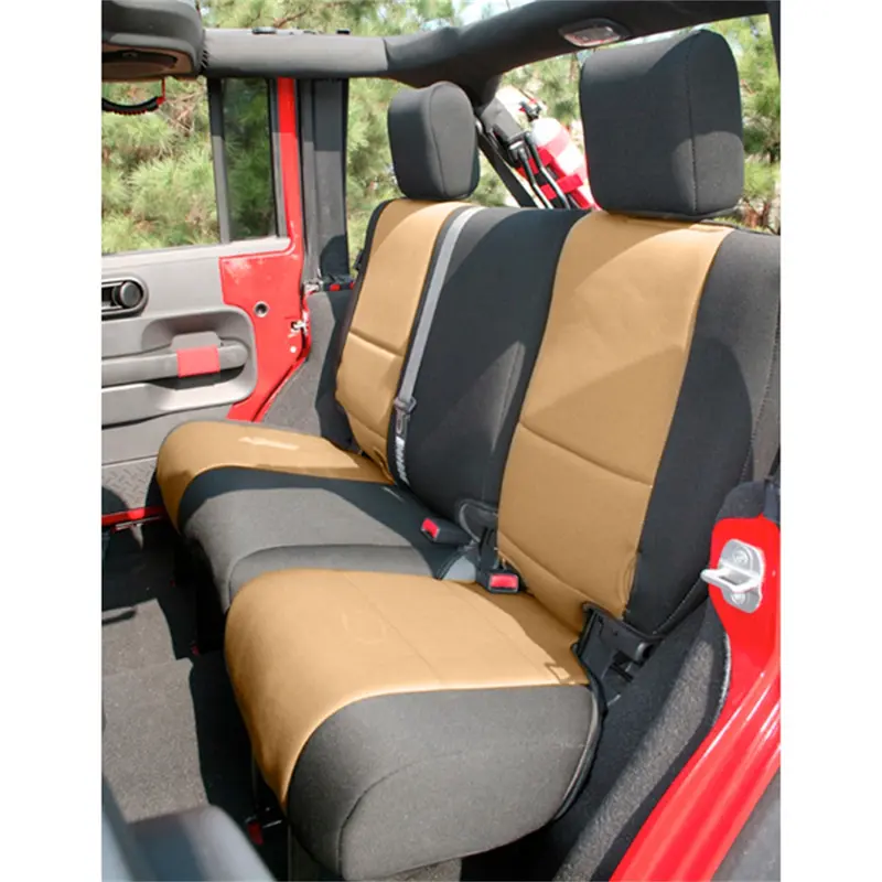 Rugged Ridge 13265.04 Custom-Fit Neoprene Seat Covers – Black With Tan Accent Inserts 1