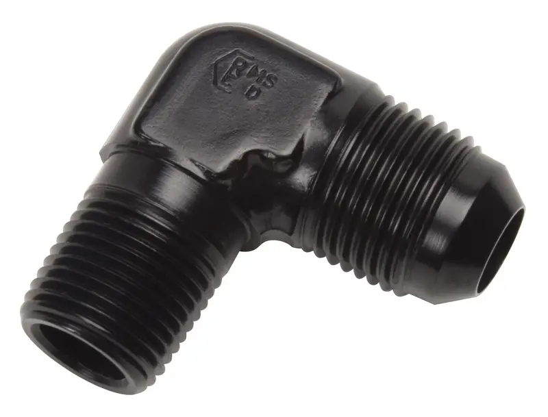 Russell 660813 90-Degree Flare-To-Pipe Adapter – Black -4An To 1/4" Npt Fitting 1