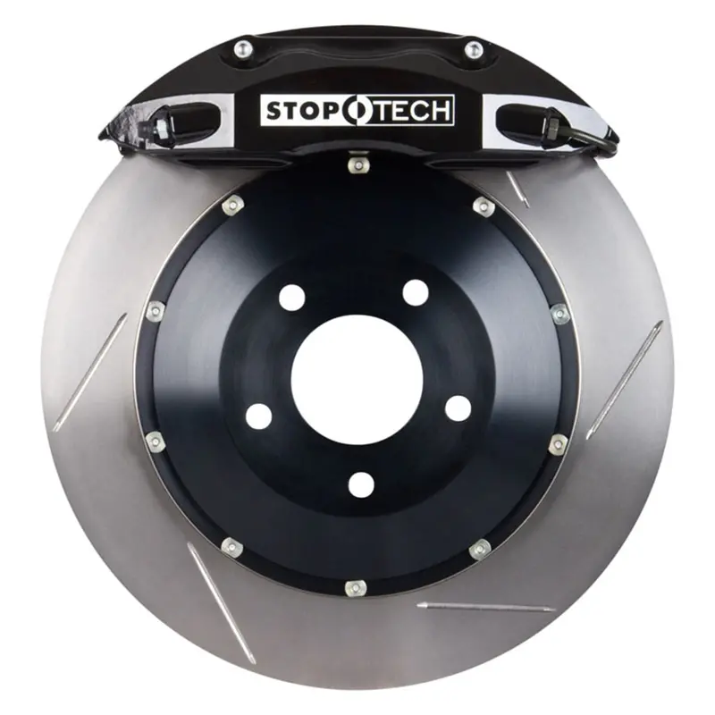 Stoptech 83.548.4300.51 Big Brake Kit – Front Axle With Black Calipers & Two-Piece Slotted Rotors 1