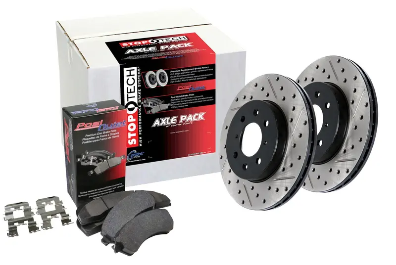 Stoptech 935.51049 Street Axle Pack – Four-Wheel Drilled & Slotted Brake Kit 1
