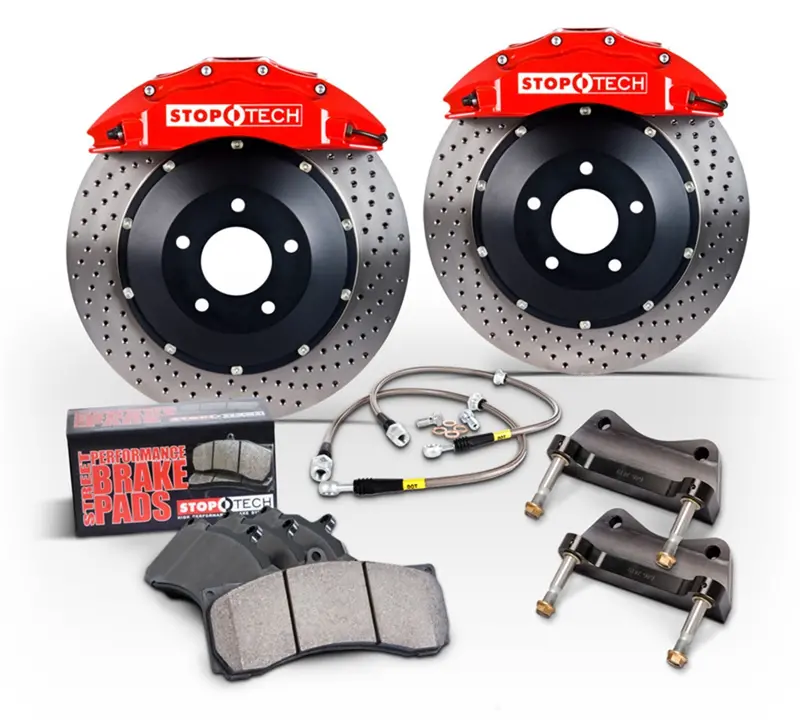 Stoptech Big Brake Kit – Rear Two-Piece Slotted Rotors With Black Calipers 1