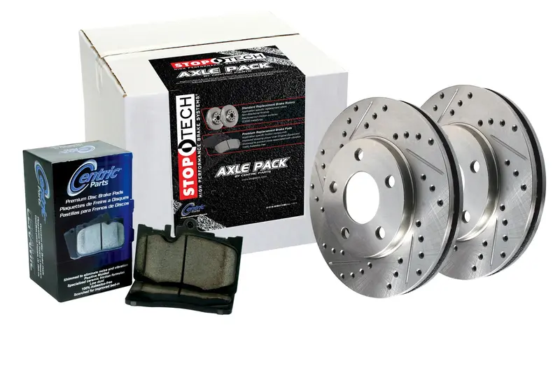 Stoptech Sport Axle Pack – Rear Brake Kit With Slotted & Drilled Rotors And Stainless Brake Lines (Model 978.58002R) 1